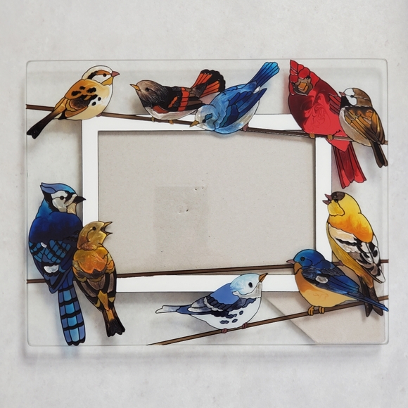 Other - Judy Mizell Birds Art Glass Hand Painted Glass Photo Frame Stained Glass Look